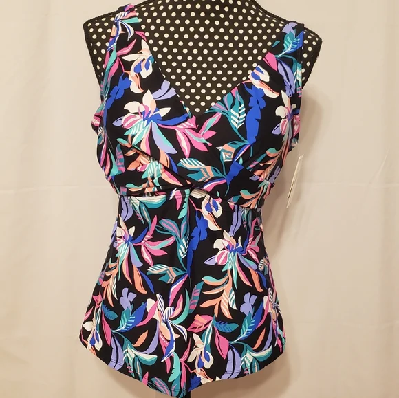 Leilani Floral Swimsuit Top Black, Multicolored NWT - Picture 12 of 12